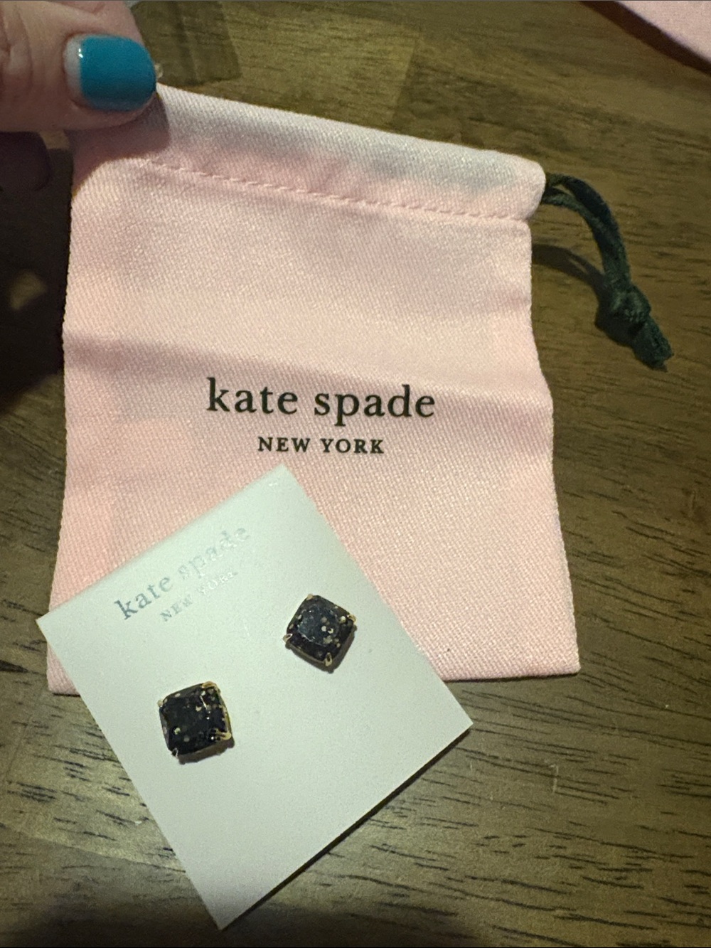 kate spade Black and Gold Square Stud Hair Clips